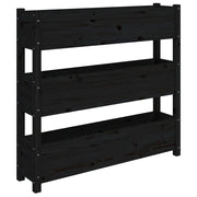 Fioriera rialzata per piante e fiori terrazza giardino 112 x 25 x 104,5 cm legno massello di pino nero 02_0037397