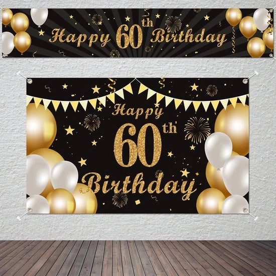 Decorazione per festa di compleanno 60 anni - Decorazione per giardino/ingresso - Poster di sfondo - Sfondo per foto - Design unico