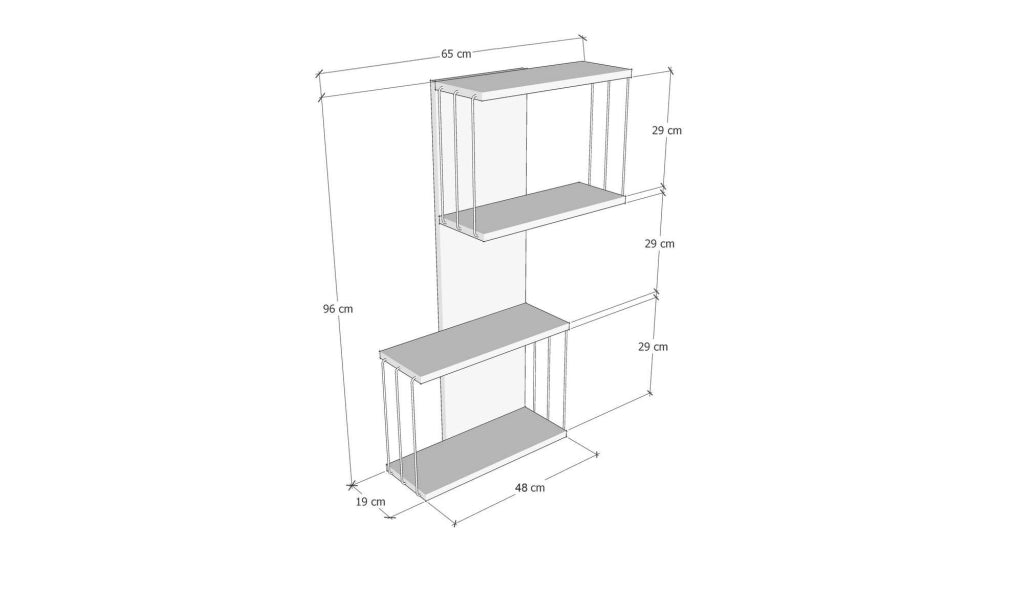 Mensola da parete in legno "Destan" - 65 x 19 x 96 cm - Bianco