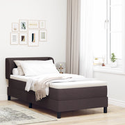 Letto Box Spring con Materasso - Marrone Scuro - 90x200 cm - Tessuto