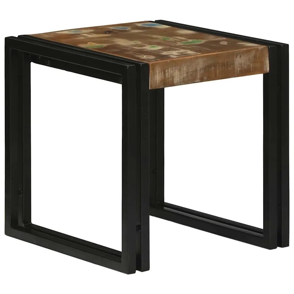 Tavolo Nesting 3 pcs Legno Riciclato Massello e Metallo 4104729