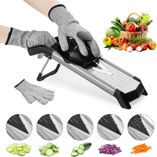Verifica 5 in 1 per Mandoline per Cucina - Lama V a Lame, Acciaio Inox, Taglia Verdure e Patate