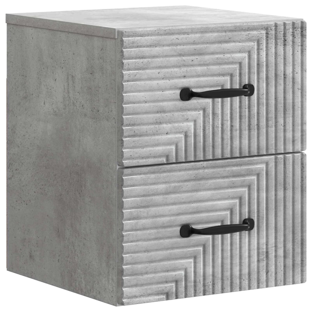 Comodino | Armadio da Notte | Mobiletto da notte a muro Grigio Cemento 34,5 x 33 x 40 cm