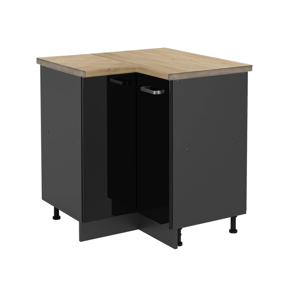 Vicco Mobile ad angolo cucina Nero lucido 75.6 cm , PL Rovere