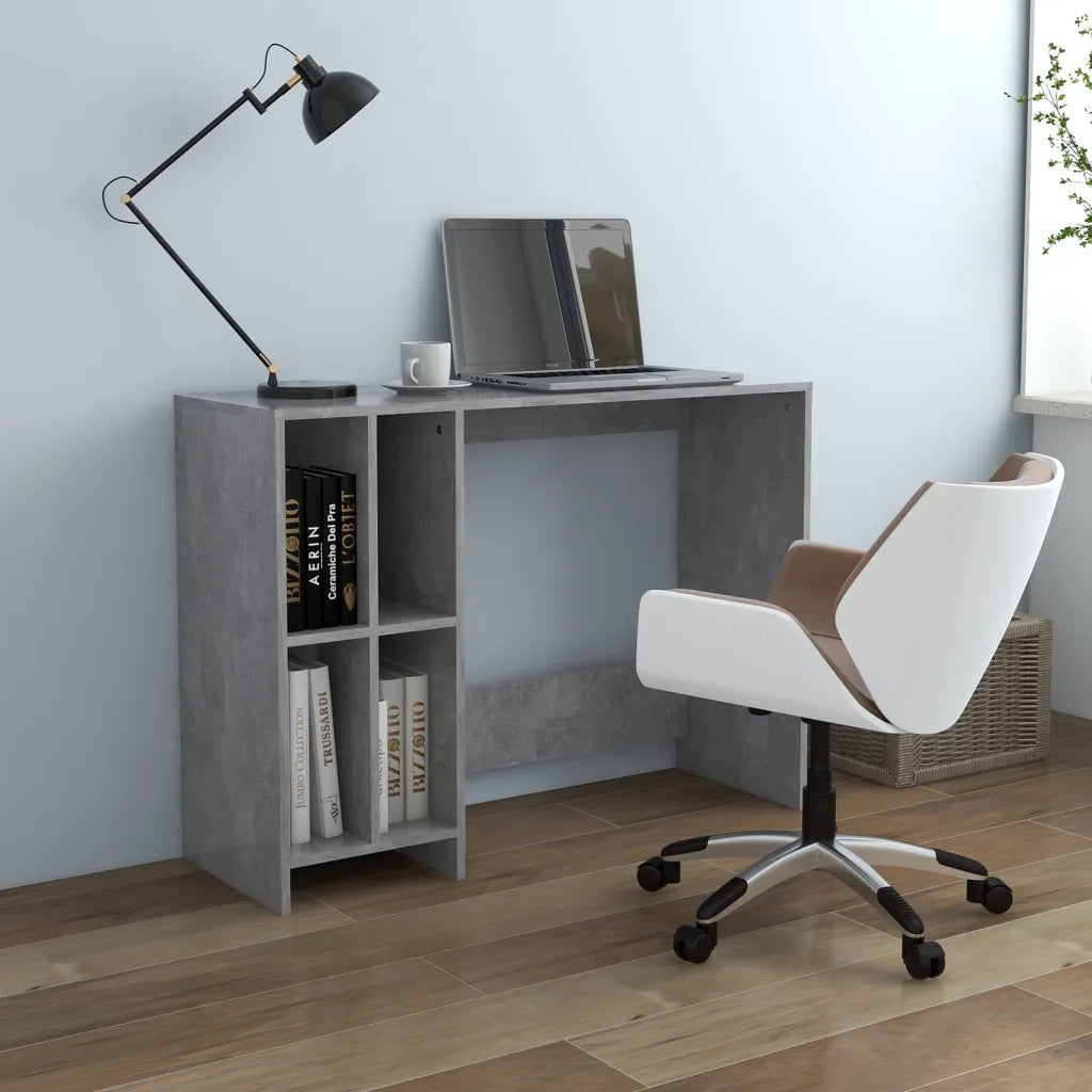 Scrivania | Tavolo da Ufficio Portatile Grigio Cemento 102,5x35x75 cm Multistrato