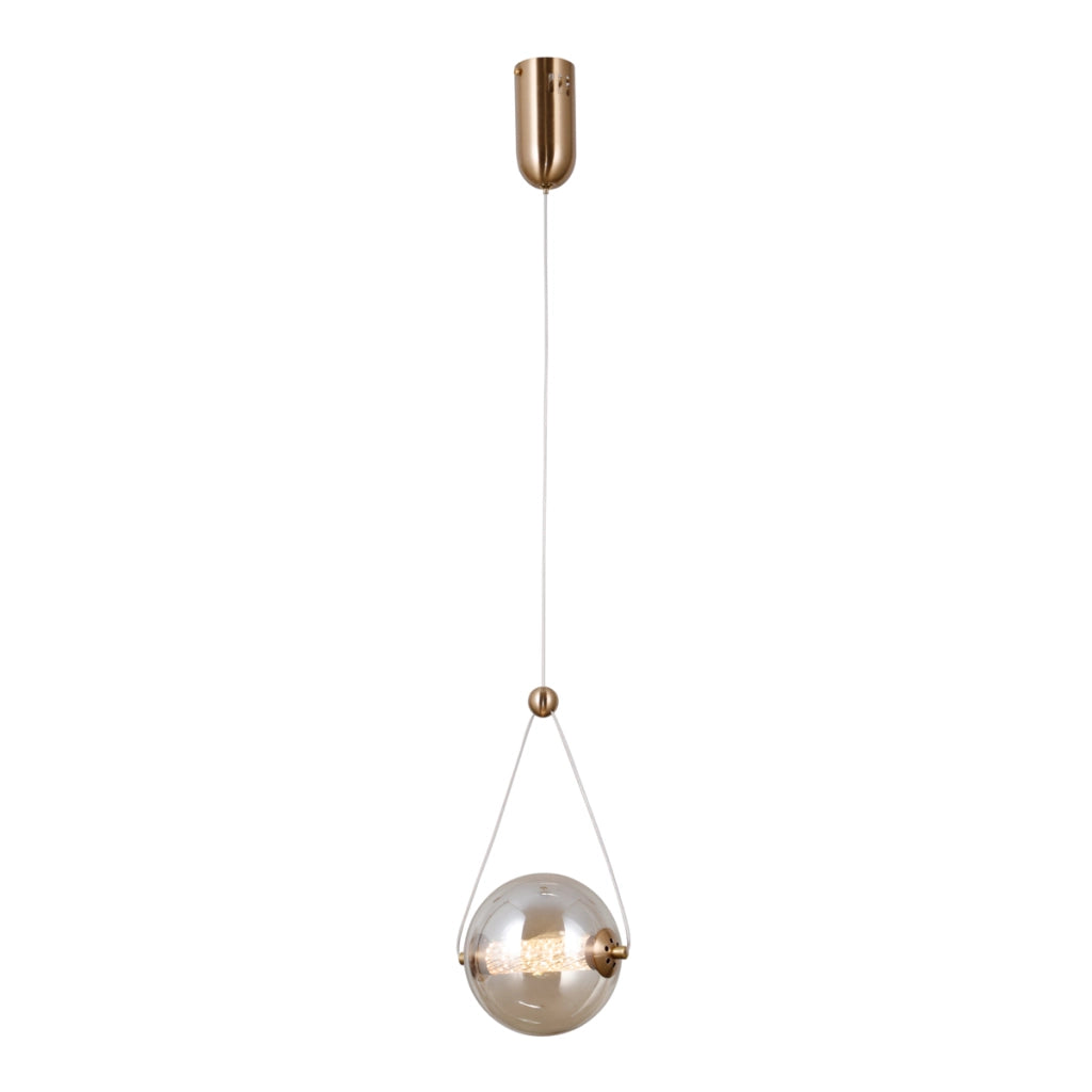 Sospensione Italux Rastia vetro ambra ottone LED 6W
