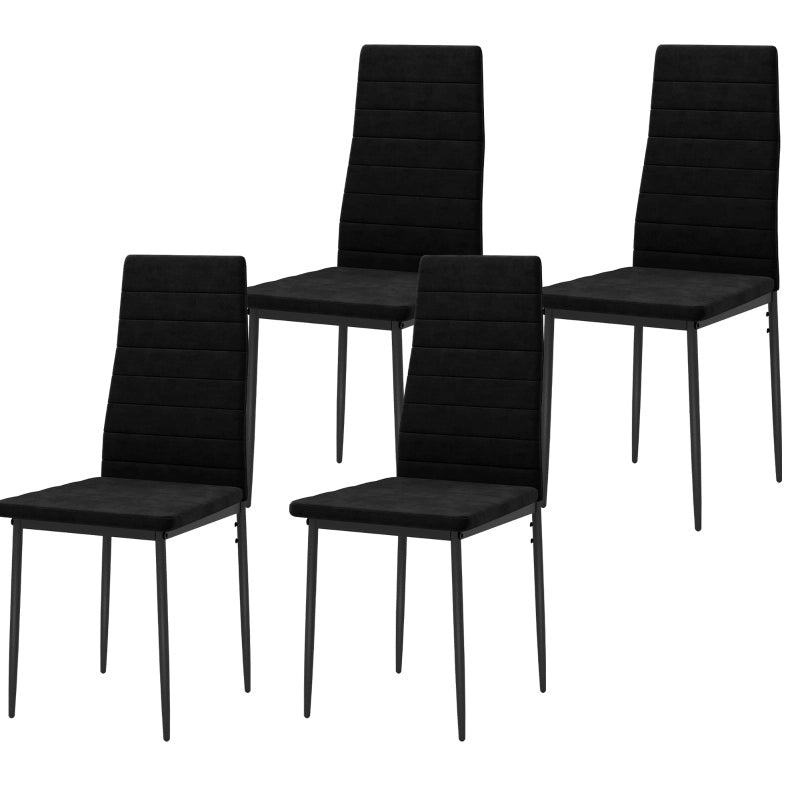 Set di 4 sedie da pranzo nere con gambe in metallo