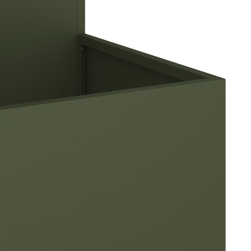 Vaso da Giardino 100x100x60 cm Verde Oliva Acciaio