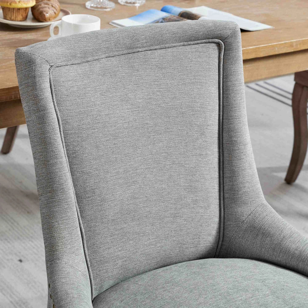 Sedie da Pranzo Imbottite in Tessuto con Gambe in Legno ¨C MINIMAL ¨C Set 2 Pezzi, Grigio