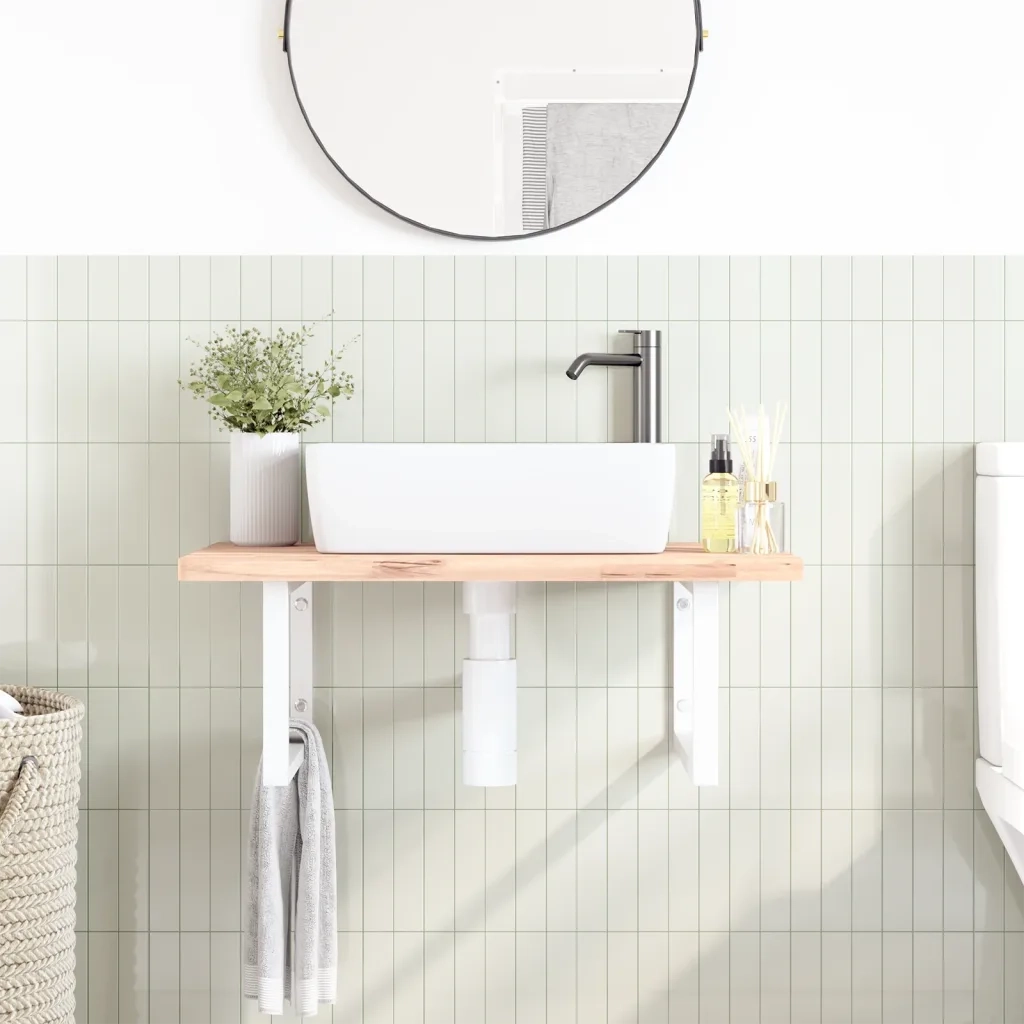 Reggimensole per Lavabo 2 pz Bianche Rettangolari in Acciaio 4007268