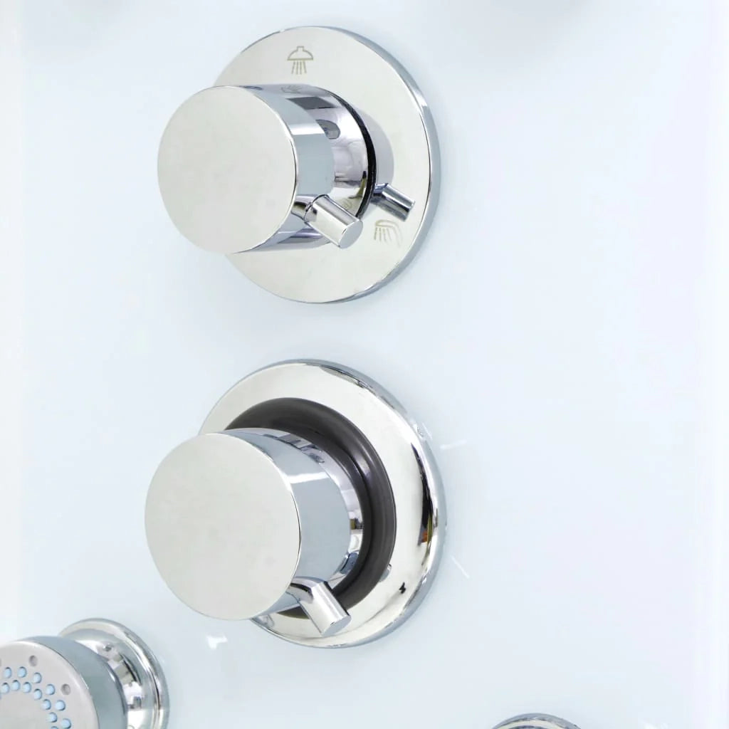 Pannello doccia con soffione rubinetto vetro acciaio inox 130 cm bianco 02_0003434
