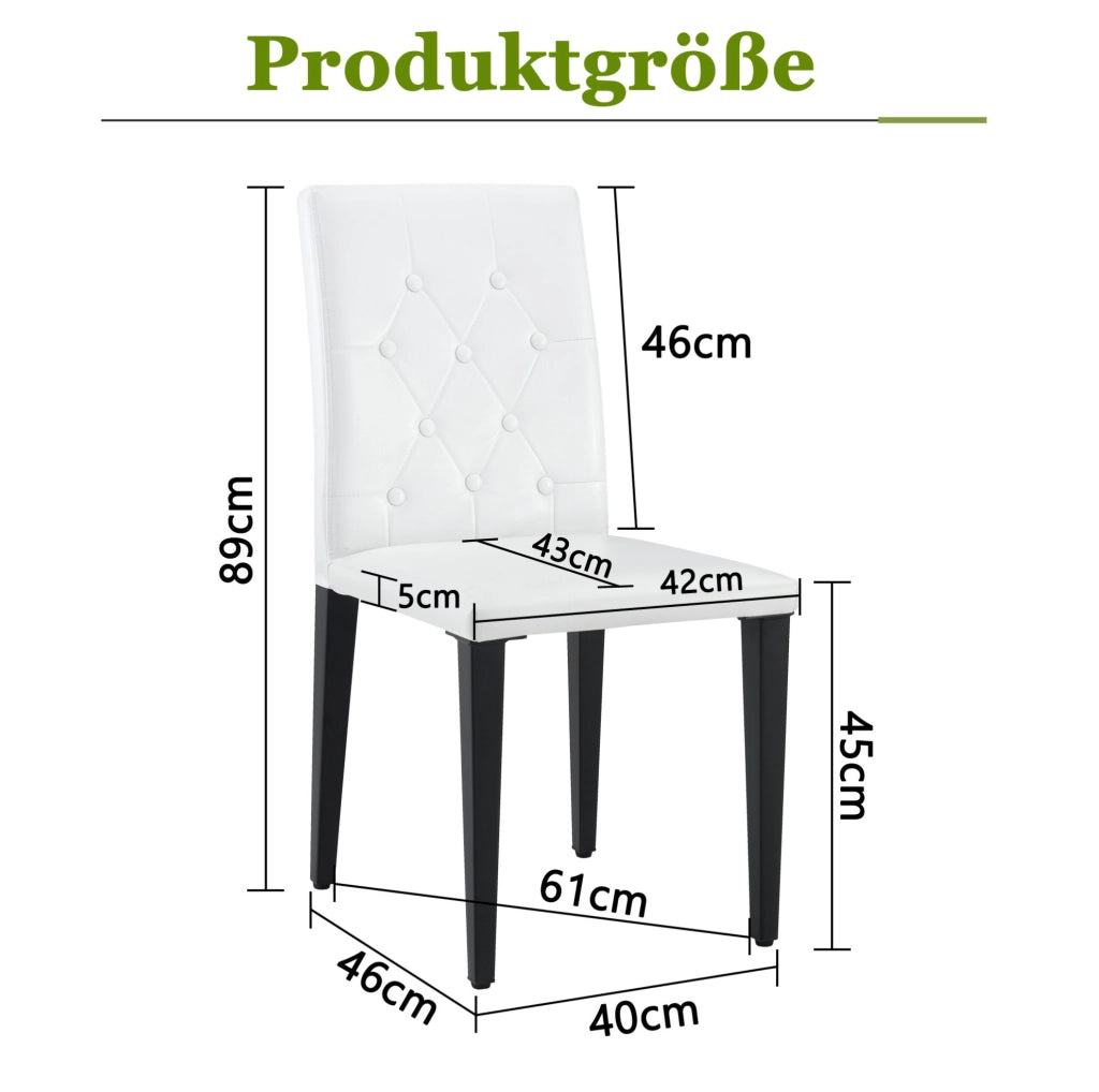 Set di 4 sedie da pranzo bianche con gambe nere