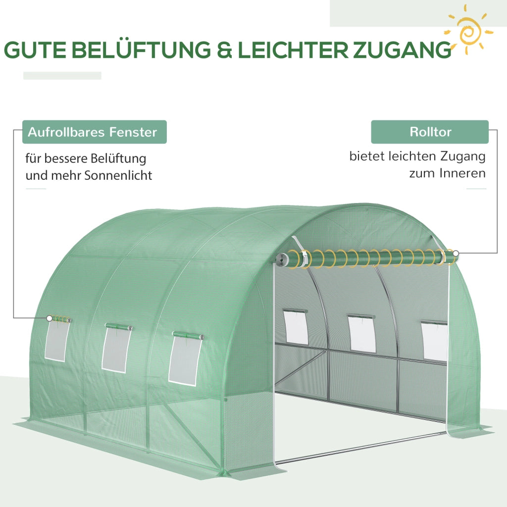 Tenda da giardino 3x3x2 m ¨C zephmum ¨C verde, robusta, 6 finestre e porta
