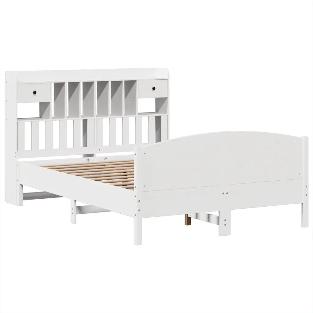 Letto Libreria senza Materasso Bianco 150x200 cm Legno di Pino 3323141