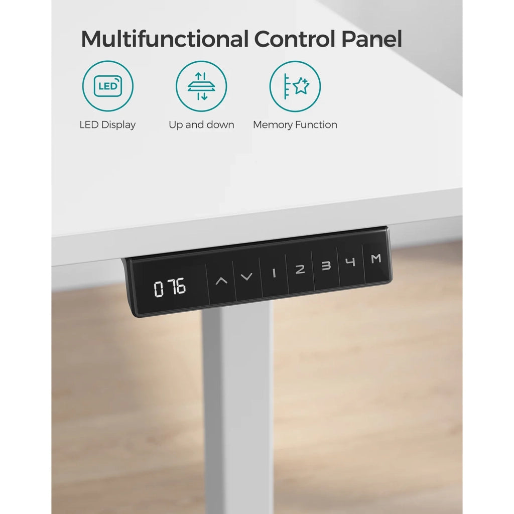 Telaio per scrivania elettrico gambe per scrivania sit-stand senza piano del tavolo con gancio regolabile in altezza in continuo funzione memory acciaio bianco 12_0004701