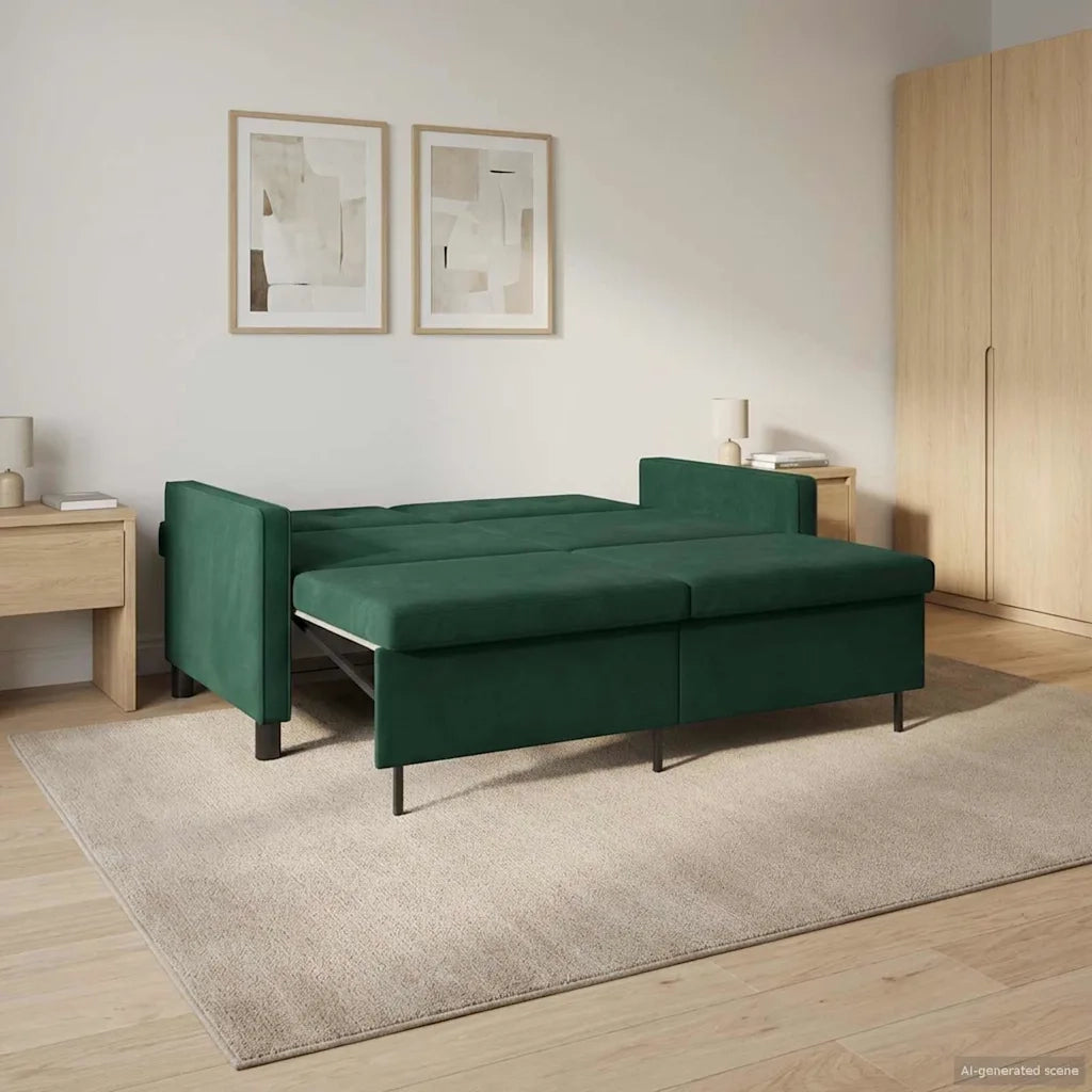 Divano letto | Sof¨¤ letto | Letto singolo Verde Scuro Tessuto