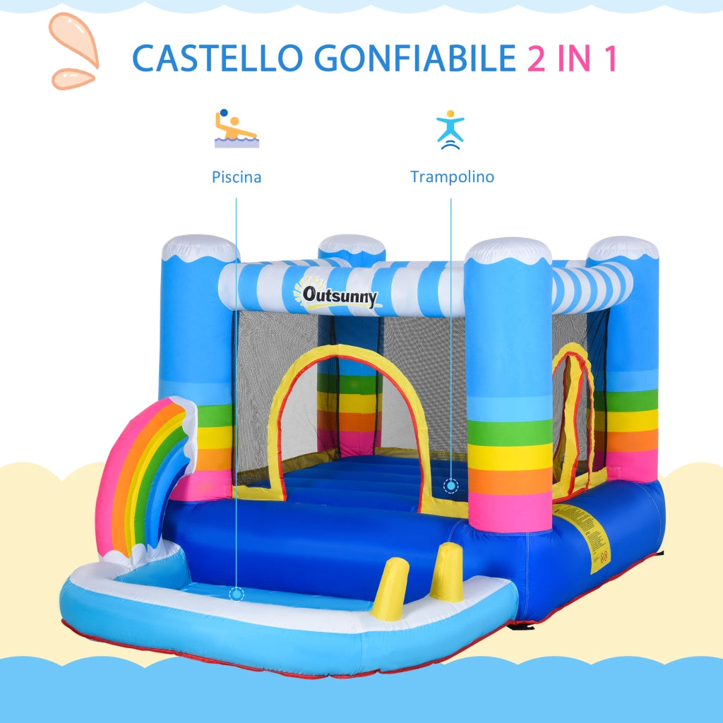 Casetta gonfiabile per bambini con trampolino e piscina ¨C zephmum ¨C multicolore 280x170x155cm
