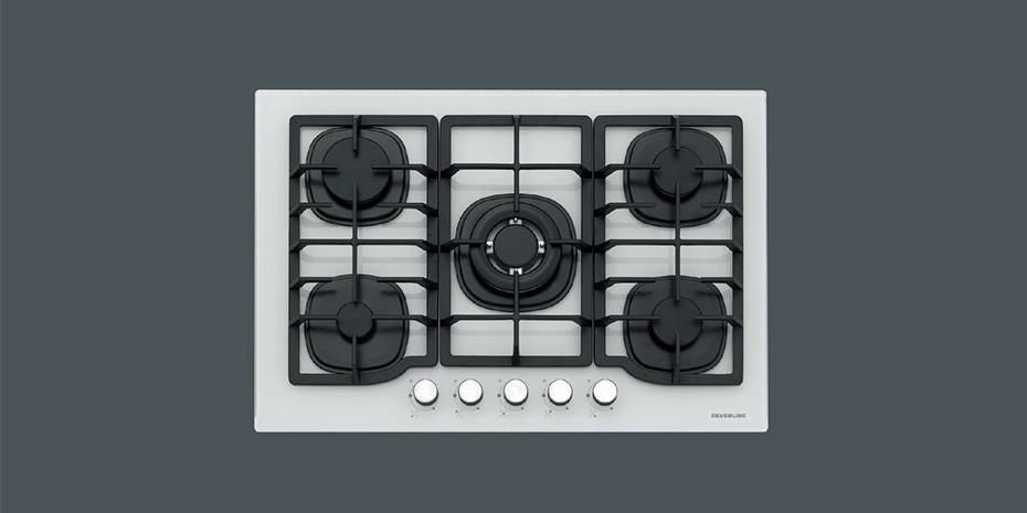 Silverline piano cottura gas 5 fuochi incasso 75 cm vetro Bianco wok CS5405W01