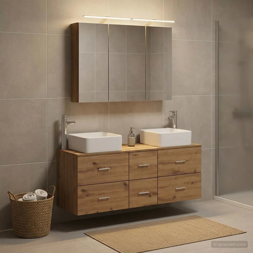 Set di mobili per il bagno 4 pz Rovere Artigianale 3406782