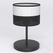 Lampada da tavolo KARBON in acciaio nero e tessuto grigio
