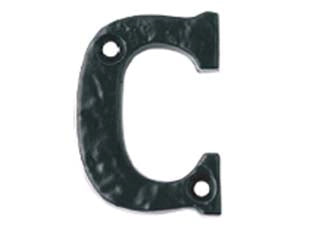 LETTERA ALFABETO C IN FERRO NERO OPACO