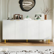 Credenza 160x40x80 cm bianca in MDF, 4 ante con ripiani regolabili