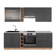 Cucina componibile Fame-Line Antracite rustico/Rovere dorato 235 cm, PL Marmo Vicco