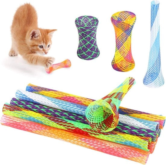 Giocattolo a Tensione Interattiva per Gatti - 25 pezzi, Colorato e Flessibile con Fili di Nylon