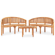 Set Salotto da Giardino 3 pz Design Curvo in Massello di Teak cod mxl 35767