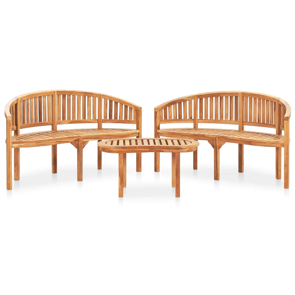 Set Salotto da Giardino 3 pz Design Curvo in Massello di Teak cod mxl 35767