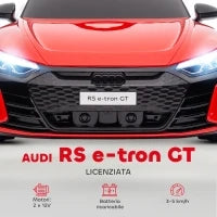 Macchina Elettrica per Bambini 5 Anni max Licenza Audi con Pulsanti, Cinture e Fari, 103x58x41 cm, Rossa e Nera