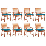 Sedie da Pranzo da Esterni con Cuscini 8 pz Massello di Acacia cod mxl 8594