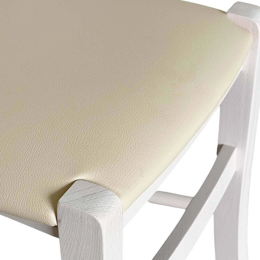 Sedie da sala da pranzo in legno Venezia bianche con seduta in similpelle beige