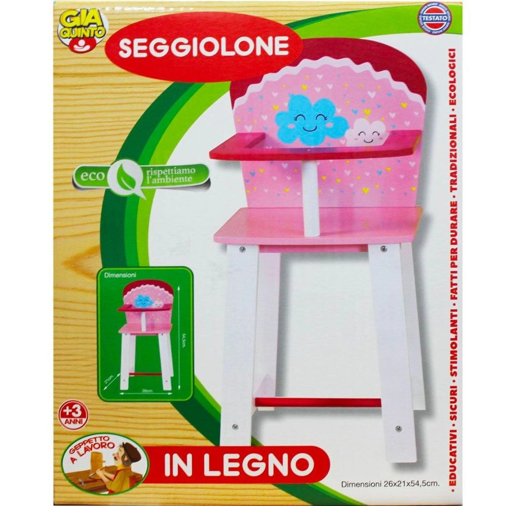 Trade Shop - Seggiolone Per La Pappa In Legno Per Bambole Gioco Simbolico Educativo Sicuro 3+ -