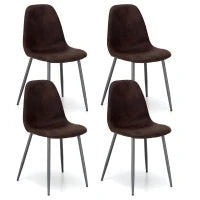 E-STYLO Sedia in similpelle moka vintage con gambe in metallo antracite, imbottita, 44cm X 50cm H. 84cm.