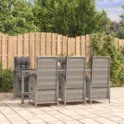 Set da Pranzo da Giardino 7 pz con Cuscini in Polyrattan Grigio