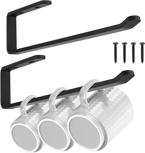Ottimizzatori di spazio per bicchieri e tazze, supporto per tazze, stendardo per bicchieri, tazze in appoggio, posizionamento dei bicchieri sotto il mobile, grucce di appoggio per bicchieri, accessori da cucina, nero - Set da 2