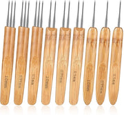 Set di ago per dreadlock ergonomico - 9 pezzi - acciaio inossidabile/bambù - 0,5/0,75/1 mm - 13,4 cm di lunghezza - attrezzi DIY per braid craft - strumento per dreadlock