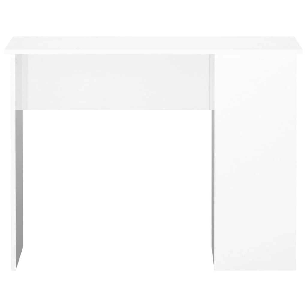 Scrivania tavolo postazione di lavoro mobile per computer scrivania da studio finitura lucida 100 x 55 x 75 cm legno ingegnerizzato bianco 02_0023537