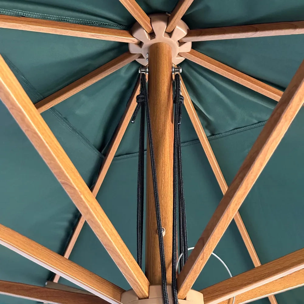 Tempo Style - Ombrellone da Giardino Vomero 3x3 m | Ombrellone da Esterno in Alluminio e Poliestere 180g/㎡ (Verde/Legno Noce)