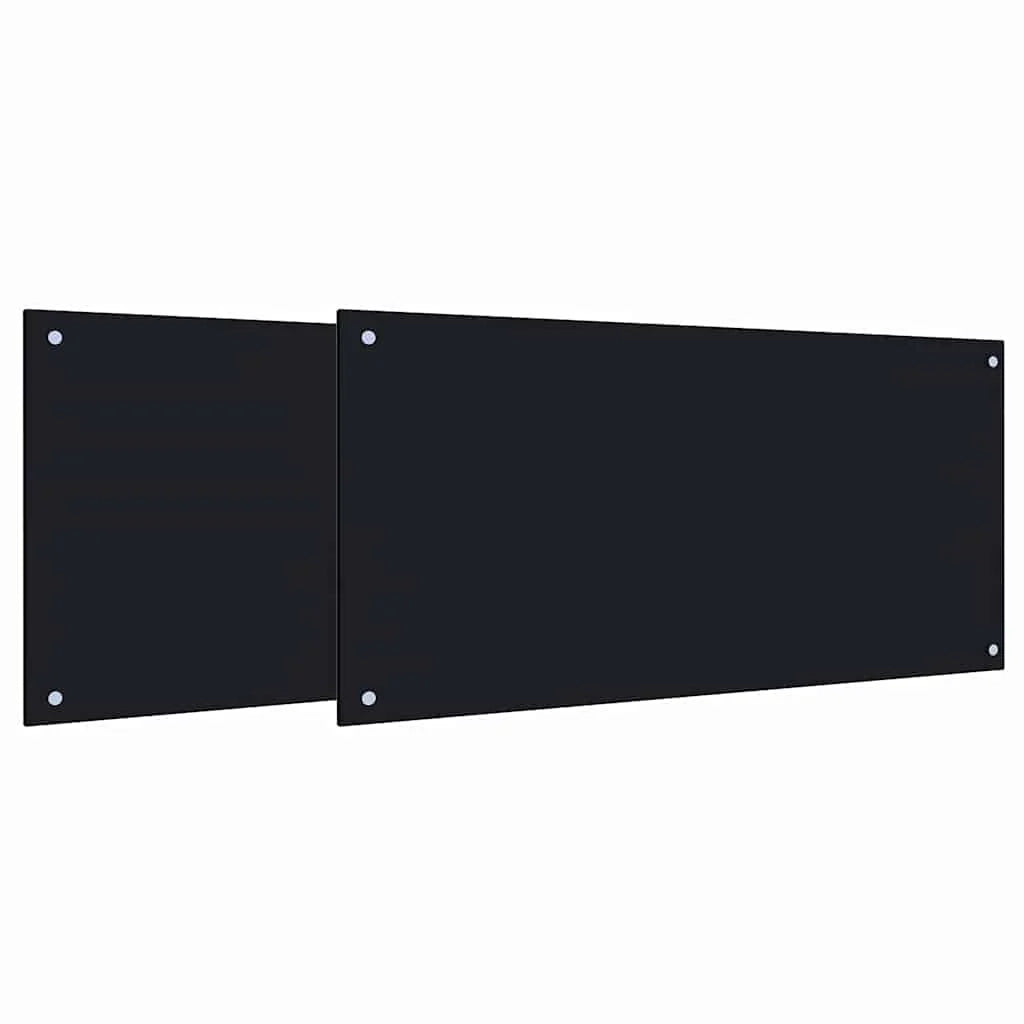 Set di 2 paraschizzi per cucina 100 x 50 cm moderni ed eleganti resistenti al calore in vetro temperato nero 02_0056233