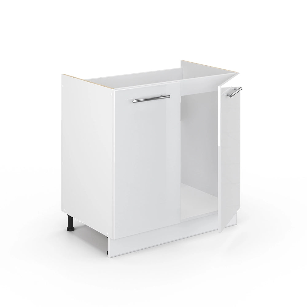 Mobile lavello cucina Fame-Line Bianco lucido/Bianco 80 cm senza piano di lavoro Vicco
