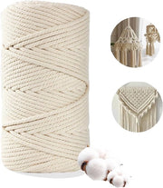 Tessitura a mano - corda di cotone - corda per macramé - corda di cotone - attività fai da te - artigianato per tende da parete - portainnesti per piante e artigianato - regalo - decorazione - 3 mm x 300 m