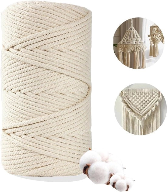 Tessitura a mano - corda di cotone - corda per macramé - corda di cotone - attività fai da te - artigianato per tende da parete - portainnesti per piante e artigianato - regalo - decorazione - 3 mm x 300 m