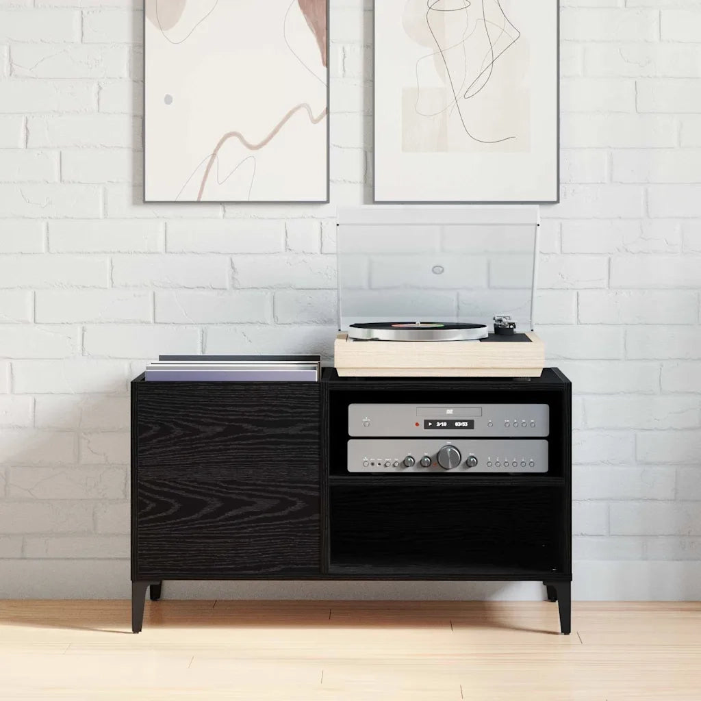 Mobile porta vinili Rovere Nero 84,5 x 38 x 48 cm 862867