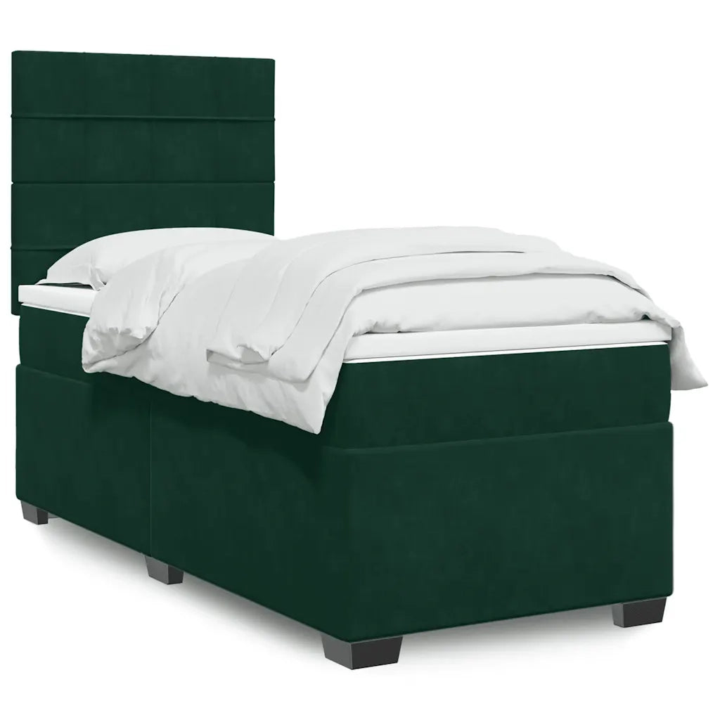 Giroletto a Molle con Materasso Verde Scuro 90x190 cm Velluto 3290789