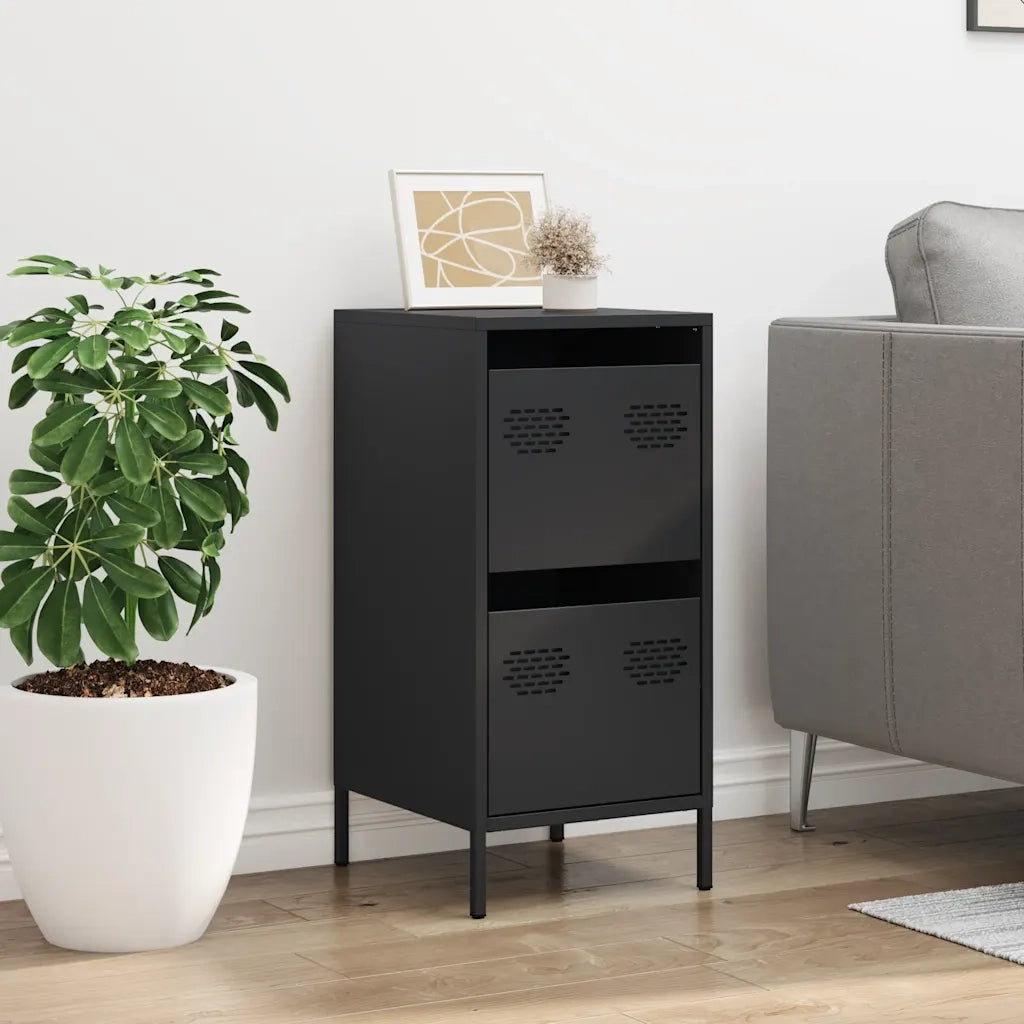 Credenza-Buffet-Armadio da cucina Nera 35x39x73,5 cm in Acciaio Laminato a Freddo 916743