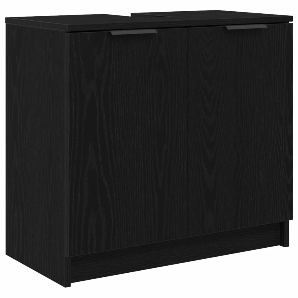 Set di mobili per il bagno 5 pcs Rovere Nero Legno multistrato