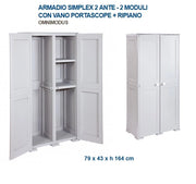Mobile Armadio Portascope in resina arianna grigio 79 x 43 x 164 cm