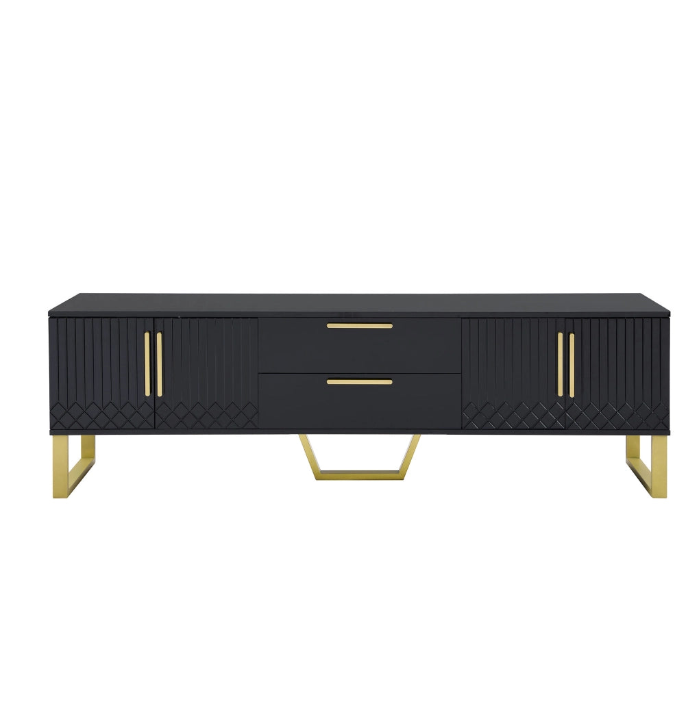 Mobile TV lucido nero in MDF 170x40x53;5 cm con 4 porte e 2 cassetti